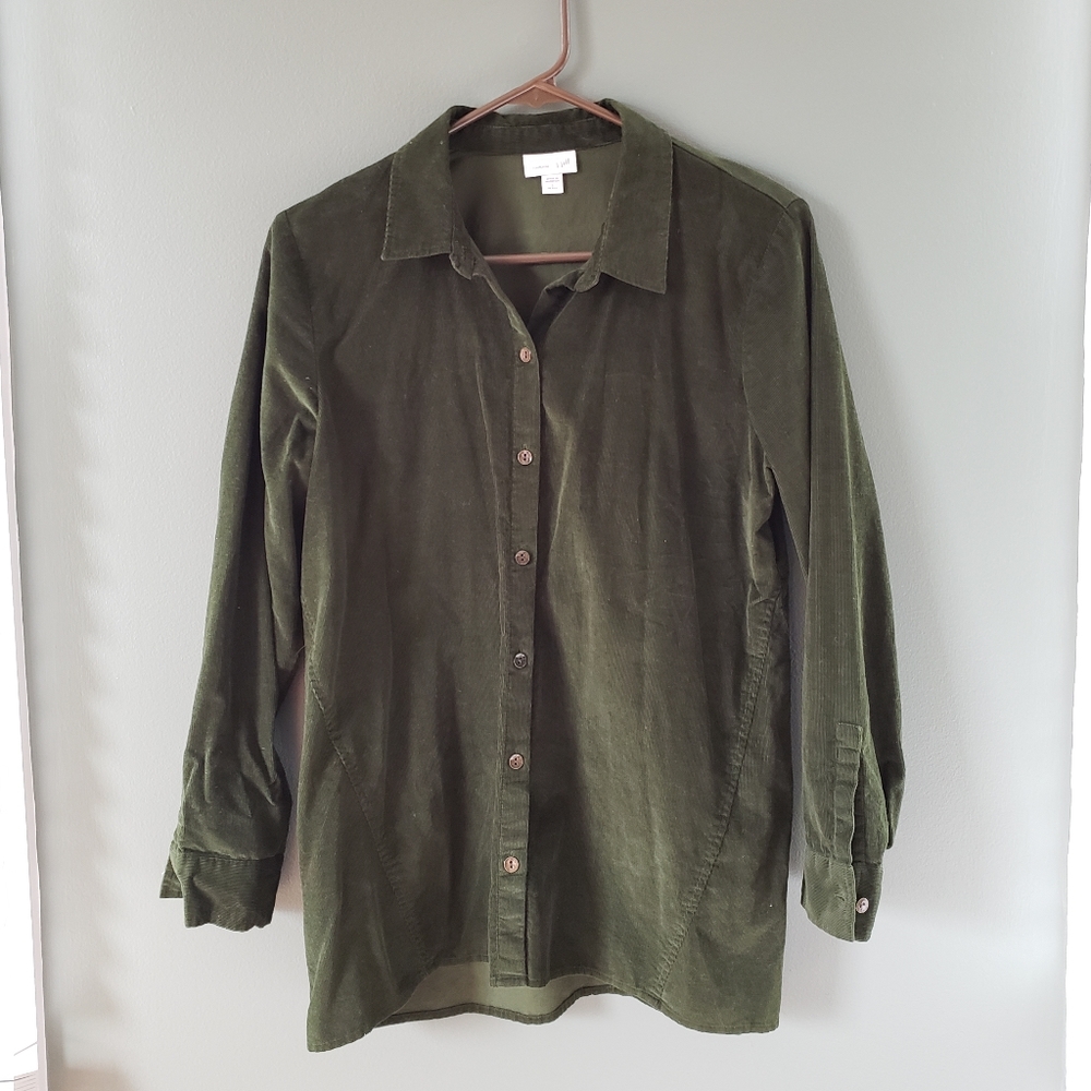 J.jill micro corduroy long sleeve button up